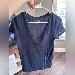 J. Crew Short Sleeve V-Neck Tee in Navy